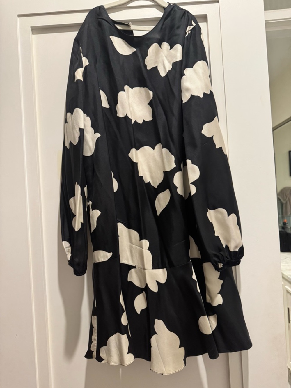 Theory Black Dress with White Floral Motif